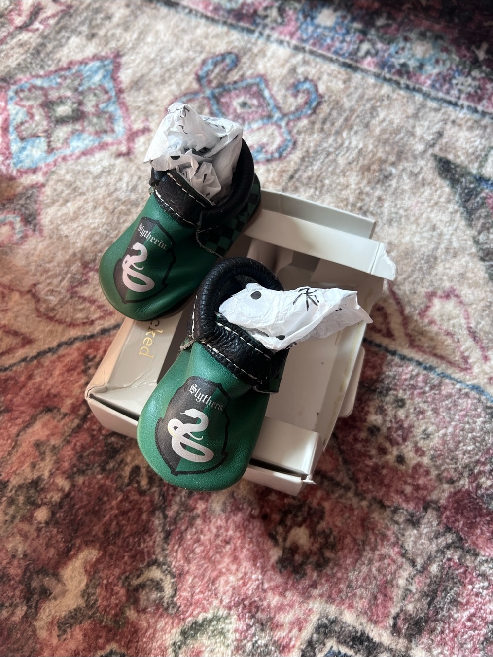 Kids Green Slytherin-themed Slip-On Shoes